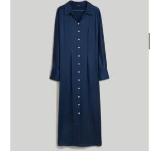 Madewell Satin Button-Front Midi Shirtdress
